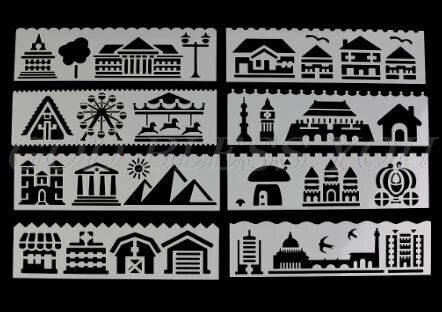 8 Stks/set Kids Plastic Tekening Sjabloon Heersers Stencils Diy Schilderen Diy Maken School Supply Gereedschap Craft: 4