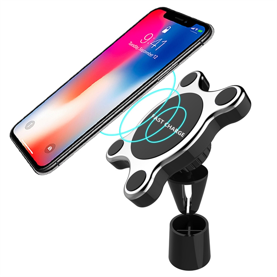 Snelle Draadloze Magnetische Auto-oplader Air Vent Mount Auto Telefoon Stand Voor Iphone X Xs Xr Max 8Plus Auto telefoon Houder Draadloze Oplader