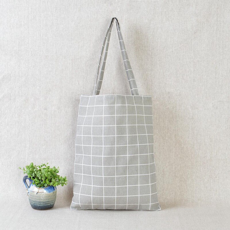 Canvas Draagtas Eco Boodschappentas Dagelijks Gebruik Opvouwbare Handtas Grote Plaid Canvas Tote Voor Vrouwen Vrouwelijke Shopper Bag Bolsa feminina: GY1