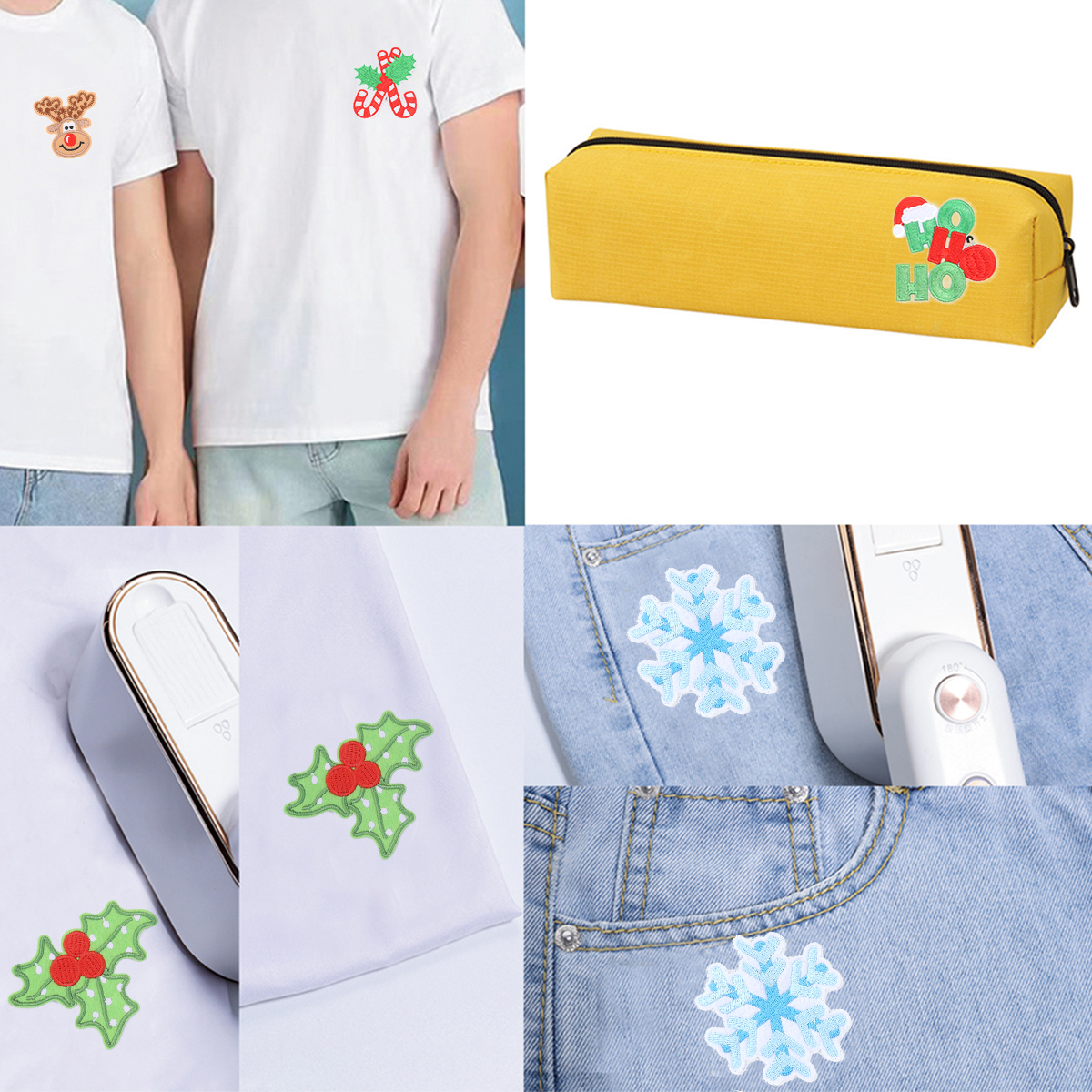 Włókninowe naszywki świąteczne Naszywki robić haftu Naprasowanki robić majsterkowania Dekoracje świąteczne Torby na ubrania Ozdoby Akcesoria