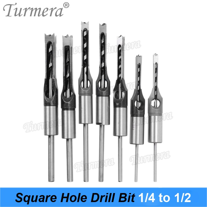 Turmera 1/4 to 1/2 Square Hole Drill Bit 45 Steel Mortising Drilling Woodworking Tools for Drill Square Opening Screwdriver 7PCS