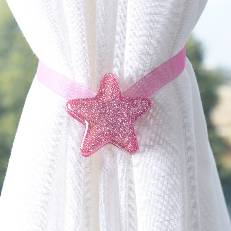 Star Shape Magnet Curtain Buckle Magnetic Mesh Tieback Holder Window Curtain Clip Holder Strap Accessories Home Decor JJJRY774: Pink