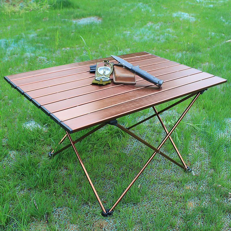 Aluminum Alloy Outdoor Folding Table Aluminum alloy Tabletop Lightweight Portable Multifunctional Table Brown