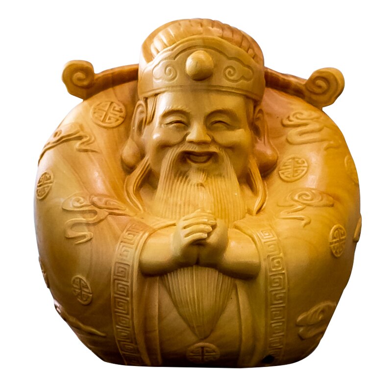 6cm 3 stk tre gud skulptur buksbom figur buddha fu lu shou tre stjerner kinesisk lykkebringende trestatue feng shui hjemmeinnredning