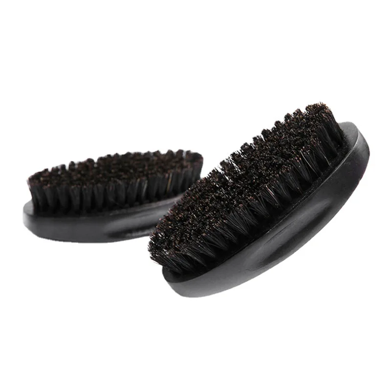 Natuurlijke baardborstel van everzwijnhaar met wilde haren, geschikt voor gezichtsmassage, met houten korte steel, geschikt voor baarden en snorren, zwarte baardborstel.