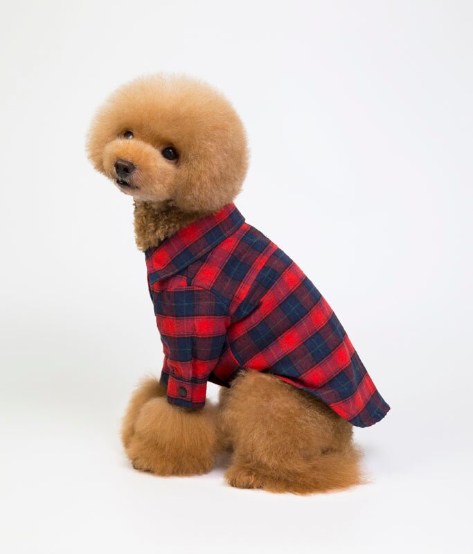 Sommer hundetøj til små hunde bomuldshunde-t-shirt vest koreansk gingham grøn rød: Rød / L