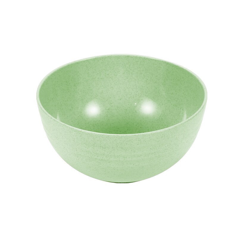 Household Set Large Size Wheat Straw Rice Bowl Baby Solid Food Bowl er tong wan Salad Bowl Fruit Bowl Instant Noodle Bowl: Northern European Style Green  Diameter 15cm