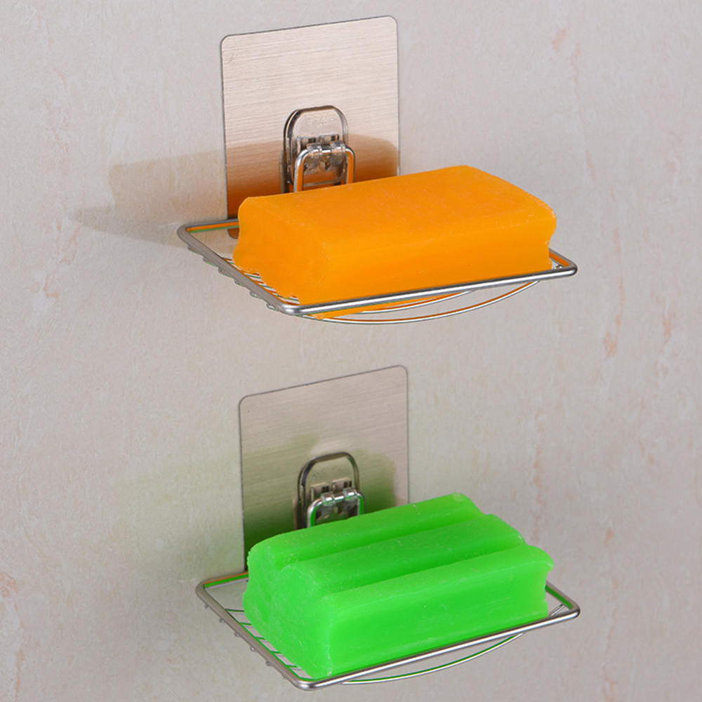 Rustfrit stål sæbeskål badeværelse opbevaring sæbe rack plade boks beholder væg opbevaring rack holder