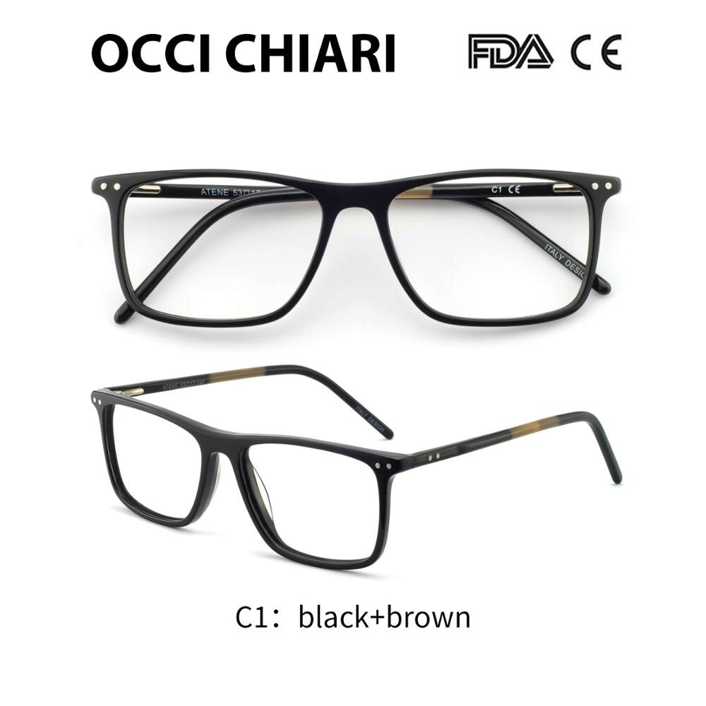 OCCI CHIARI Frame Eyeglasses Frames Men prescription Acetate Male Fashionable Spectacle Frames Optical Glasses Black W-COSCO: C1