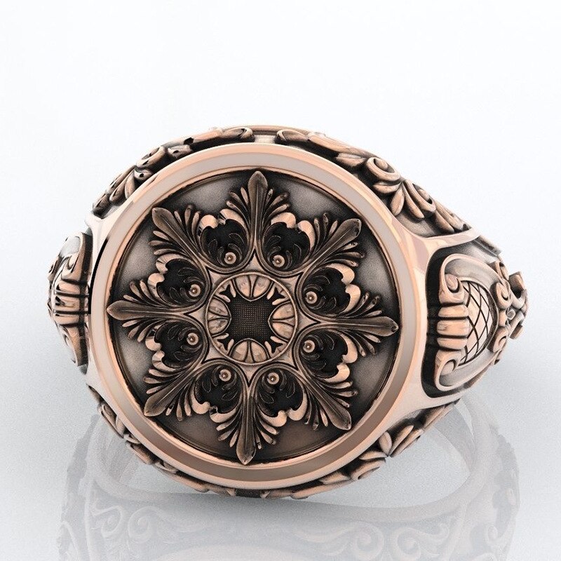 Mannen 925 Zilveren Vintage Overheersend Ring 18K Geel Vergulde Rose Gold Ring Sieraden Ring: 8 / Rose Gold