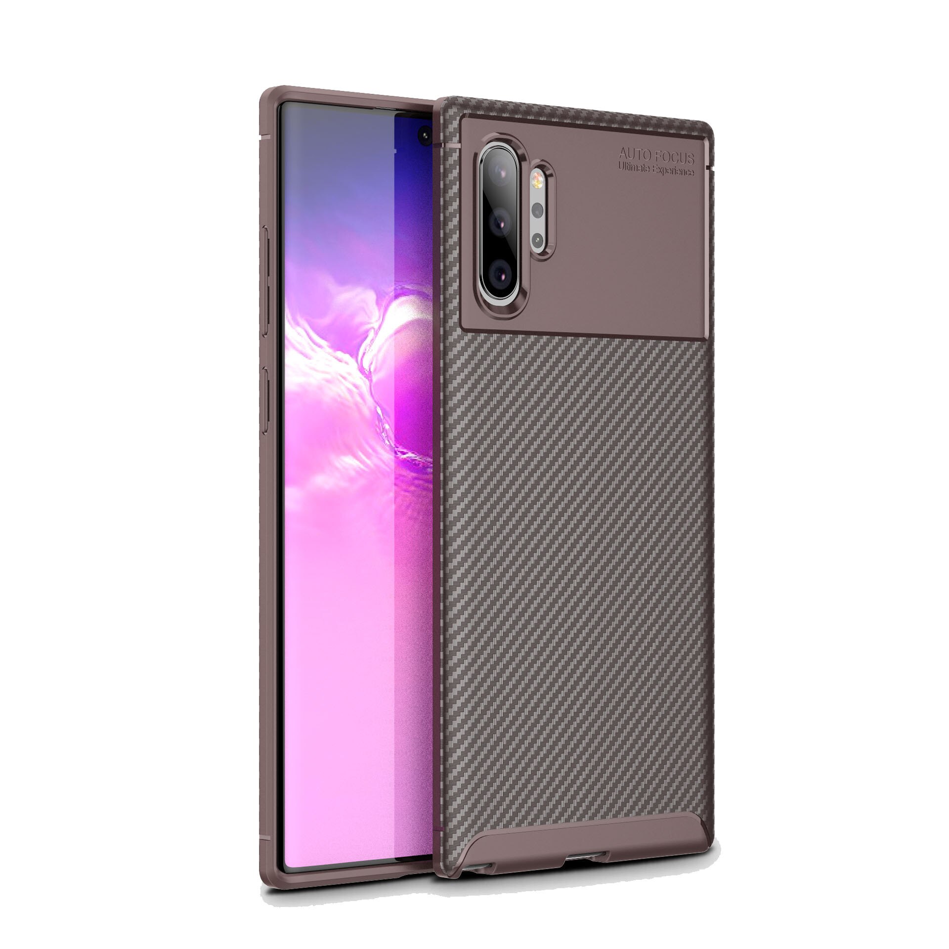 For Samsung Galaxy Note 10 Case Soft Silicone Carbon fiber skin Protective Back Cover Case for samsung note 10 plus note10 pro: For Note 10 / Brown