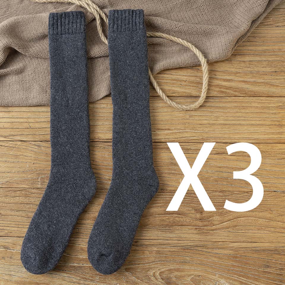 Winter Men's Knee Wool Long Socks Thick Warm Harajuku Retro Compression High Male Sock 3 Pair: S2 / U.K. SIZE 6-11