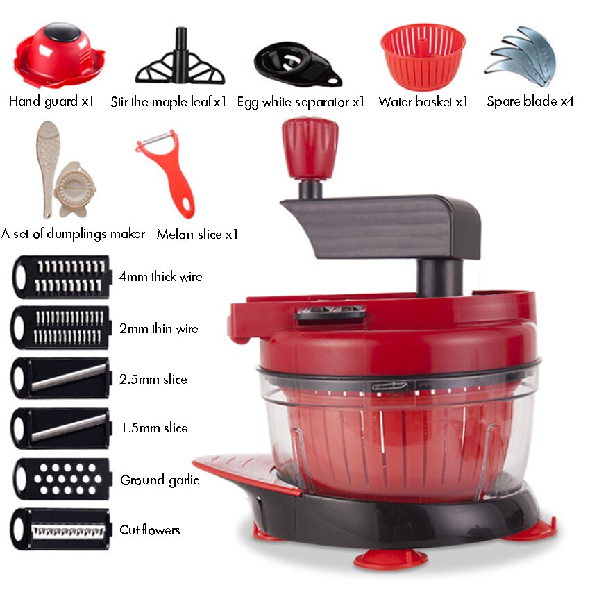 Hand Food Chopper, Vegetable Chopper Manual Food Processor, Easy To Clean Food Mincer Mixer Blender with Egg White Separator