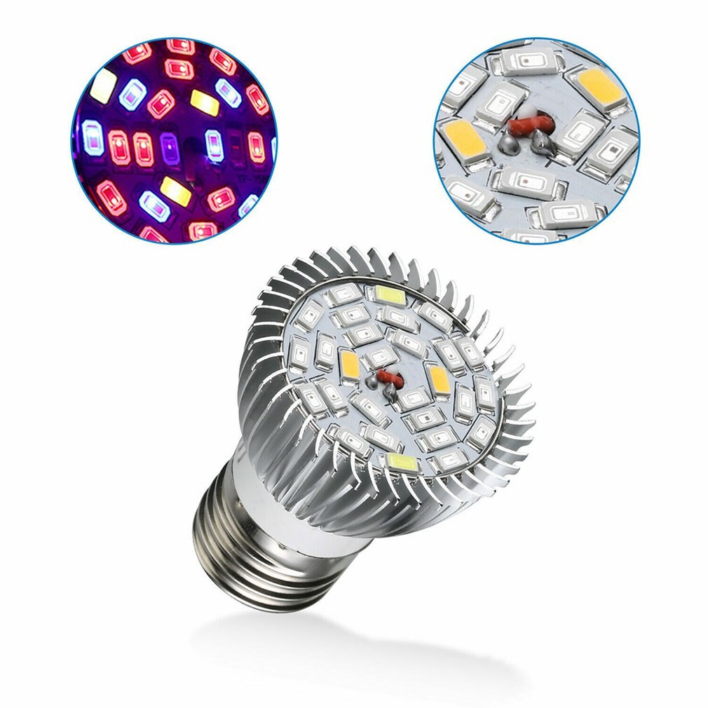 Bombilla para cultivo de plantas de interior, foco plano de espectro completo, luz de relleno, E27, 28w