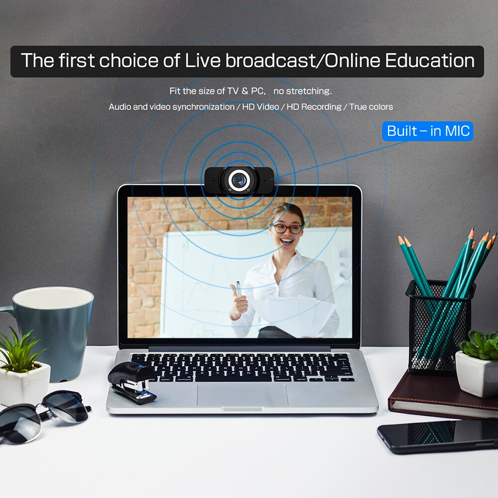 3MP 1080P HD USB Web Camera for Video Online Conference Broadcast Microphone Adjustable Angle Auto Focus Computer PC Webcam