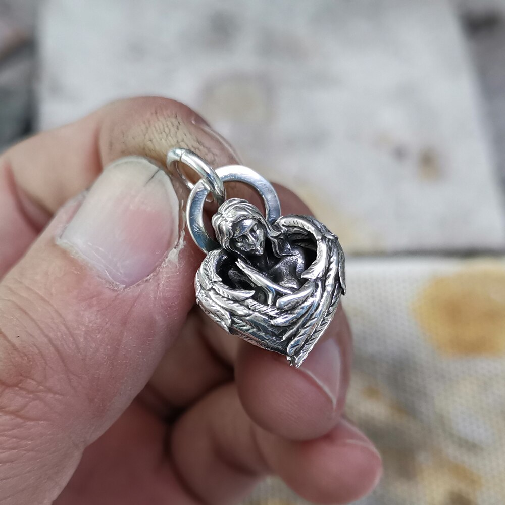 Pendentif ange 925 breloques en argent Sterling pendentif petite aile TA188 JP