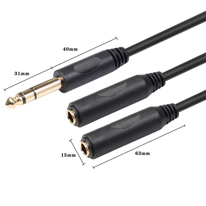 1/4 Splitter En 1/4 "Trs Stereo Male Naar Dual 1/4" Trs Stereo Vrouwelijke Y Kwart Inch-8 inch/20 Cm Splitter Kabel
