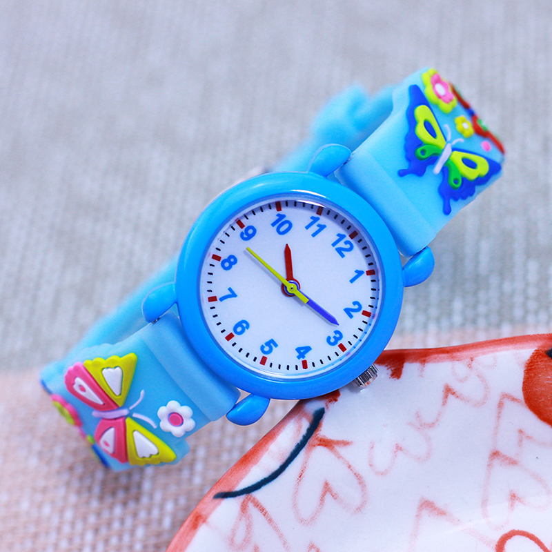 Chaoyada – montres à nœud papillon pour fille, jouet mignon, Six couleurs, pour petite écolière de la maternelle: butterfly blue