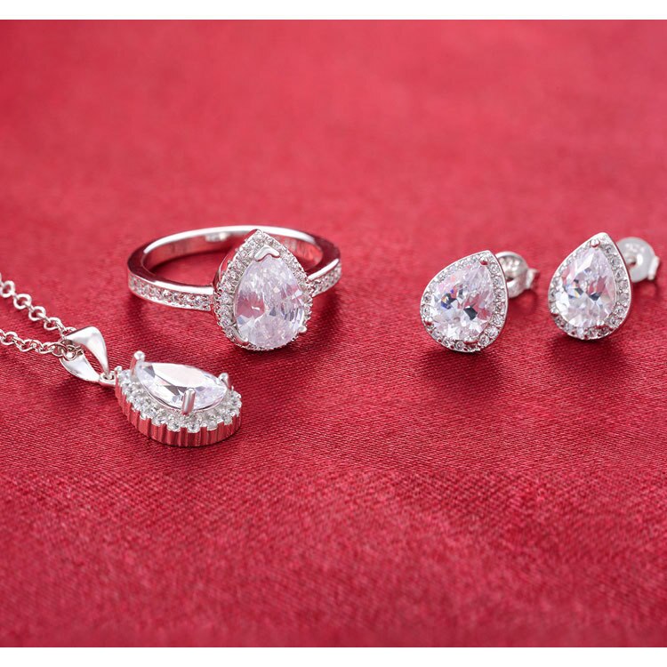 de Navidad para novias, dos , Plata de Ley 925 auténtica, pera, compromiso, boda, joyería nupcial, J1517