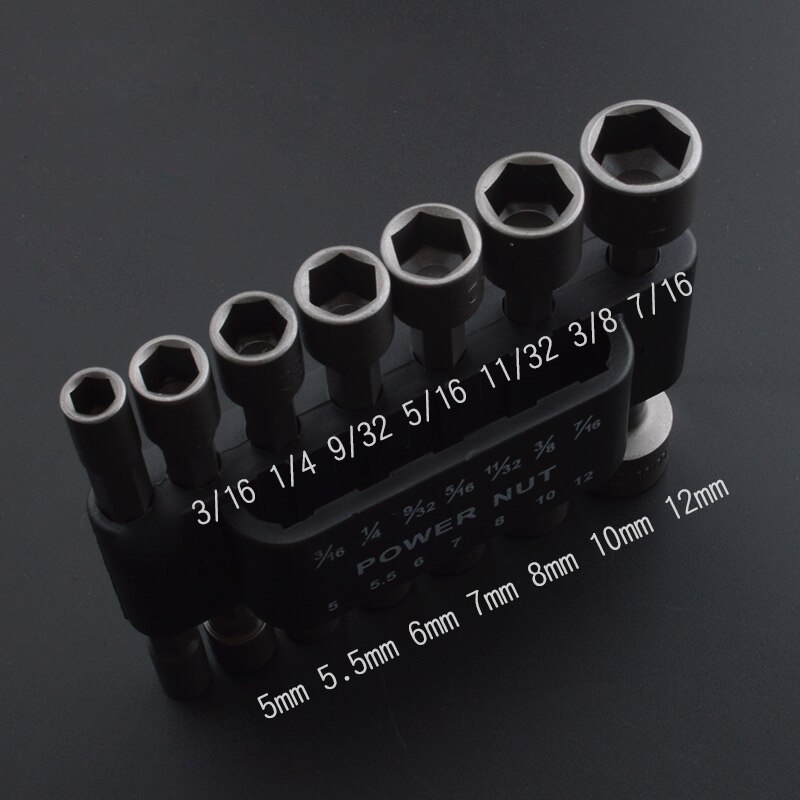 14Pcs/set 1/4&quot; Hex Shank Power Socket Adapter 5-12mm Metric Driver Drill Bit Socket Wrench Screw Magnetic Sleeve Driver Set