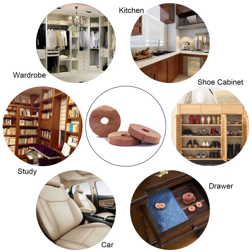 20Pcs Multifunctionele Kleding Cederhout Lade Mot Afstotende Ring Lucht Frisser Opknoping Blok Gat Kasten Beschermende Schoenen