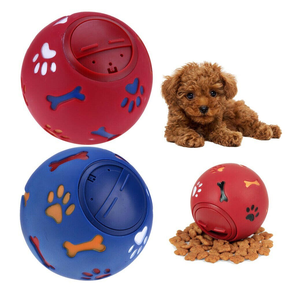 Valp hund kattmat dispenser boll silikon ljud husdjur hund golden retriever tuggboll leksak 2 färger