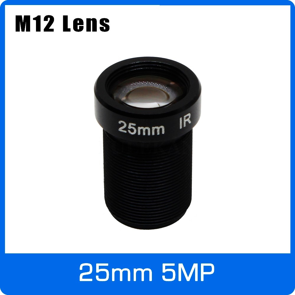 Objectif CCTV Fixe 5MP 25mm M12 - Infrarouge, Vue 70m, Pour Caméra IP HD 1/2"