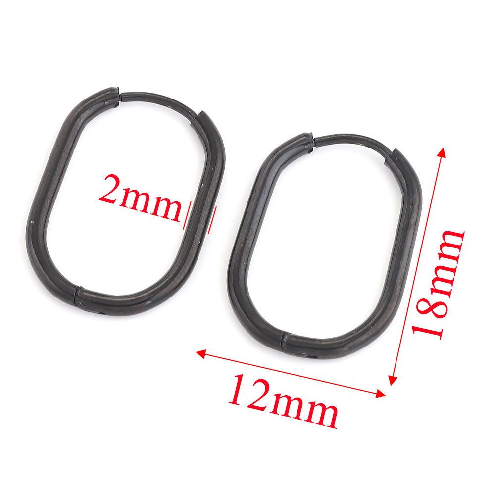 Pendientes de aro de acero inoxidable para mujer, joyería para Piercing, aro para prevenir alergias, joyería al por mayor, 6 uds.: Bañado en rodio de imitación