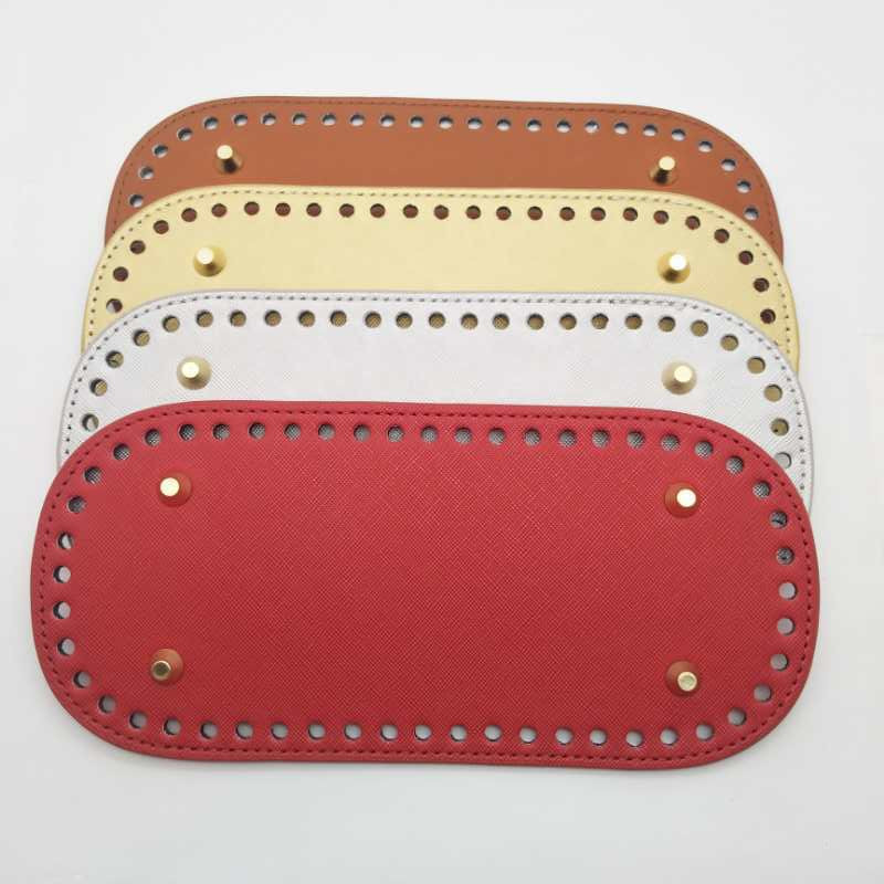 Fondo largo para bolsos de punto para mujer, accesorios de bolso de cuero PU, fondo hecho a mano, DIY, de ganchillo
