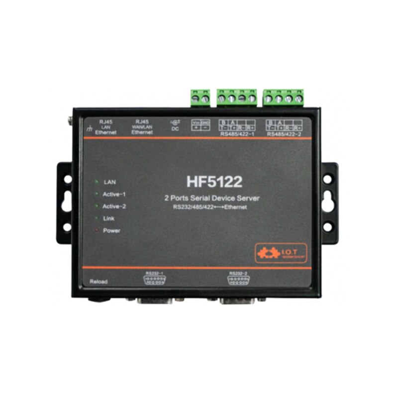 Dual Serial Port 2 Channel RS232 / 485/422 to Ethernet Server HF5122 Support Web OTA Wirelss Upgrade
