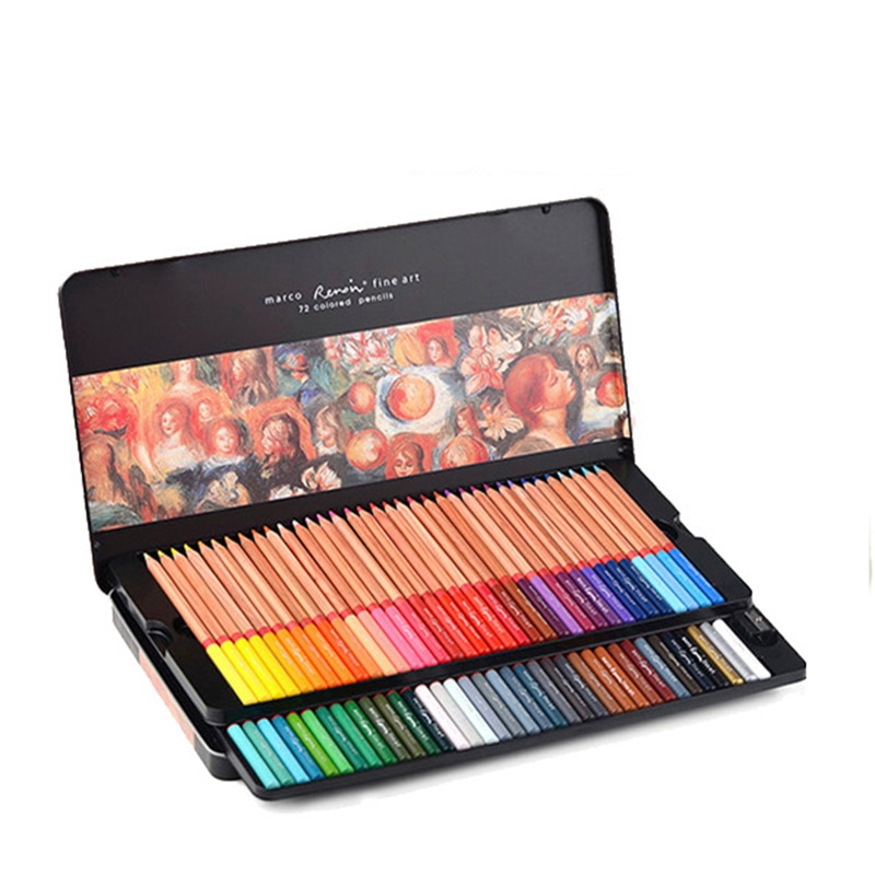 Marco Renoir Color Pencil 24/36/48/72 Drawing Colored pencils Metal box Color pencil Lapis de Cor School Supplies
