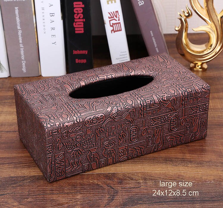 Pu en houten rechthoekige verwijderbare thuis auto tissue box deksel zakdoekendoos auto papier opbergruimte thuis bruiloft decoratie 527: Grote retro