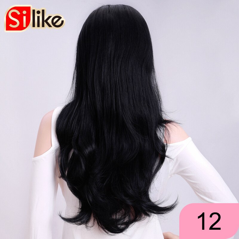 Silike Synthetische 3/4 Halb Perücken 24 Zoll Lange blond Wellenförmige Perücke Mit Clip in Haar Verlängerung 16 Farbe 210g für Schwarz Weiß Frauen: 12