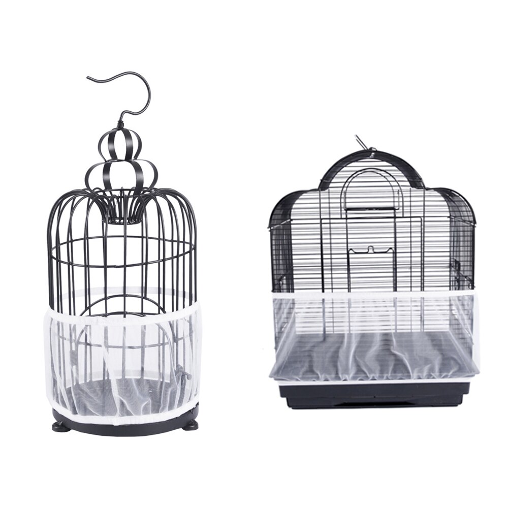 Nylon Mesh Bird Cage Cover Shell Skirt Net Easy Cleaning Seed Catcher Guard Bird Cage Accessories Airy Mesh Parrot Bird Cage Net