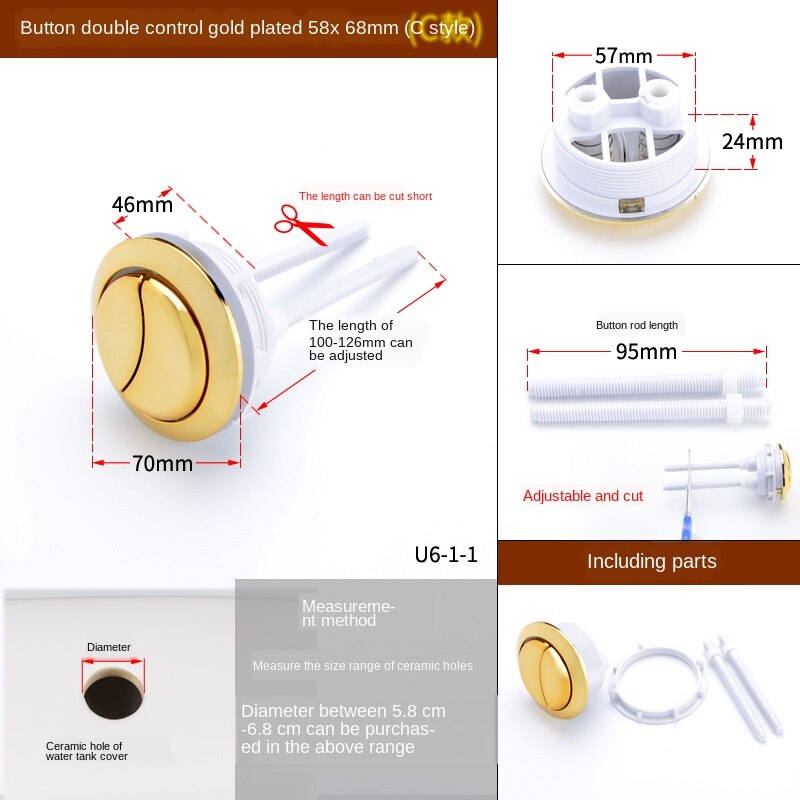 Wc abdeckung Geschmack zubehör einzel-und doppel Geschmack runde altmodische wc Panzer abdeckung Geschmack schalter Universal-: C Gold doppelt Taste