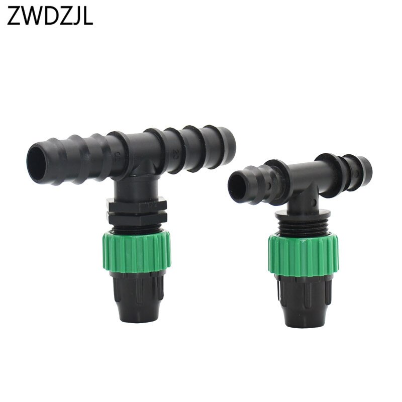 Udvendigt gevind 1/2 3/4 "  to 8/11 slange reducerende tee barb haveslange 16mm 20mm til 9/12 slange tee-stik 3- vejs stik 1 stk