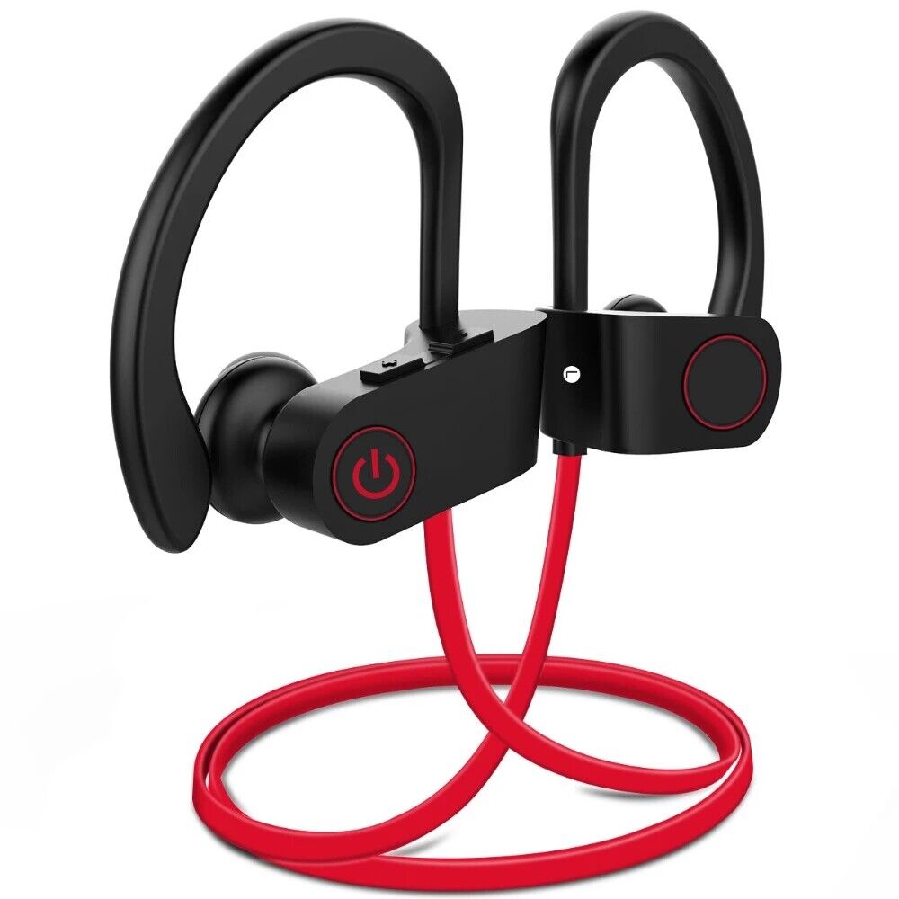 Draadloze Oortelefoon Bluetooth 5.0 Waterdichte Sport Headset Oordopjes Geluid Magnetische Nekband Headset Sport Oor Haak Hoofdtelefoon: Rood
