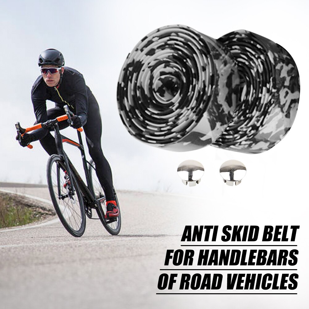 2Pcs Draagbare Fiets Stuurlint Fietsstuur Spons Bandage Fietsen Racefiets Handvat Antislip Riem Baaien Stekkers