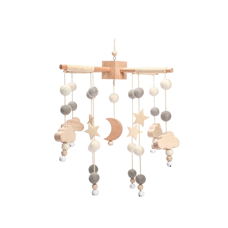 Campana para cama móvil para cuna de bebé, sonajero de madera de ganchillo, colgante de estrellas, campana para cama, juguetes para recién nacido, soporte para cuna cómodo, juguetes colgantes,: Plata