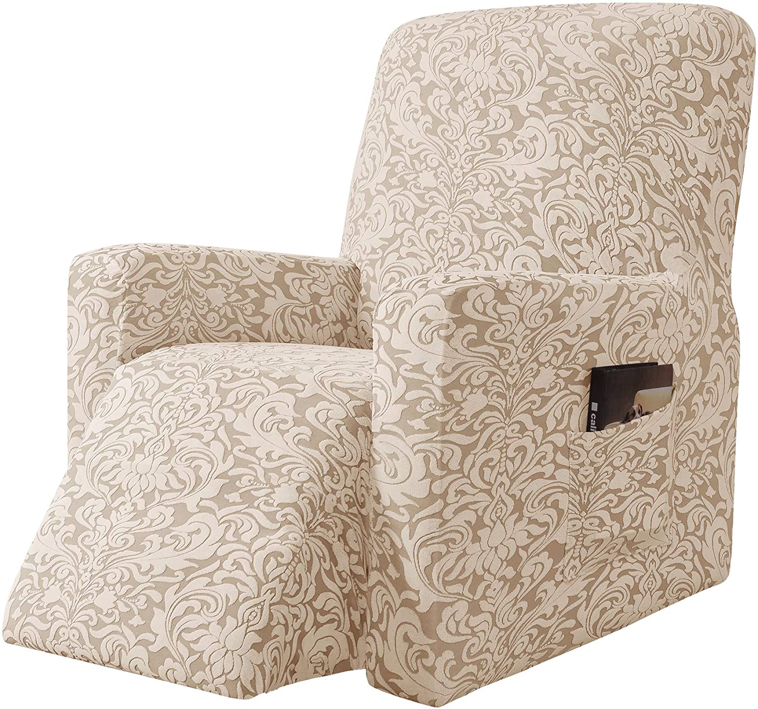 Lounge Recliner Chair Cover Relax Spandex Single Seat Sofa Slipcovers Jacquard All-inclusive Massage Armchair Cover Funda Silla: Khaki Cover