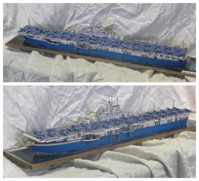 1:400 skala us intrepid (cv -11)  hangarskib håndværk papir model kit håndlavede legetøj gåder