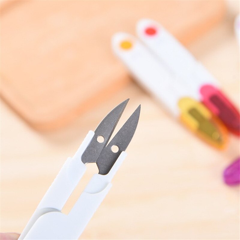 Safety U-shape Fabric Scissor DIY Cutting Sewing Scissors Shears Cross Stitch Embroidery Tailor's Scissor Plastic Thread Trimmer