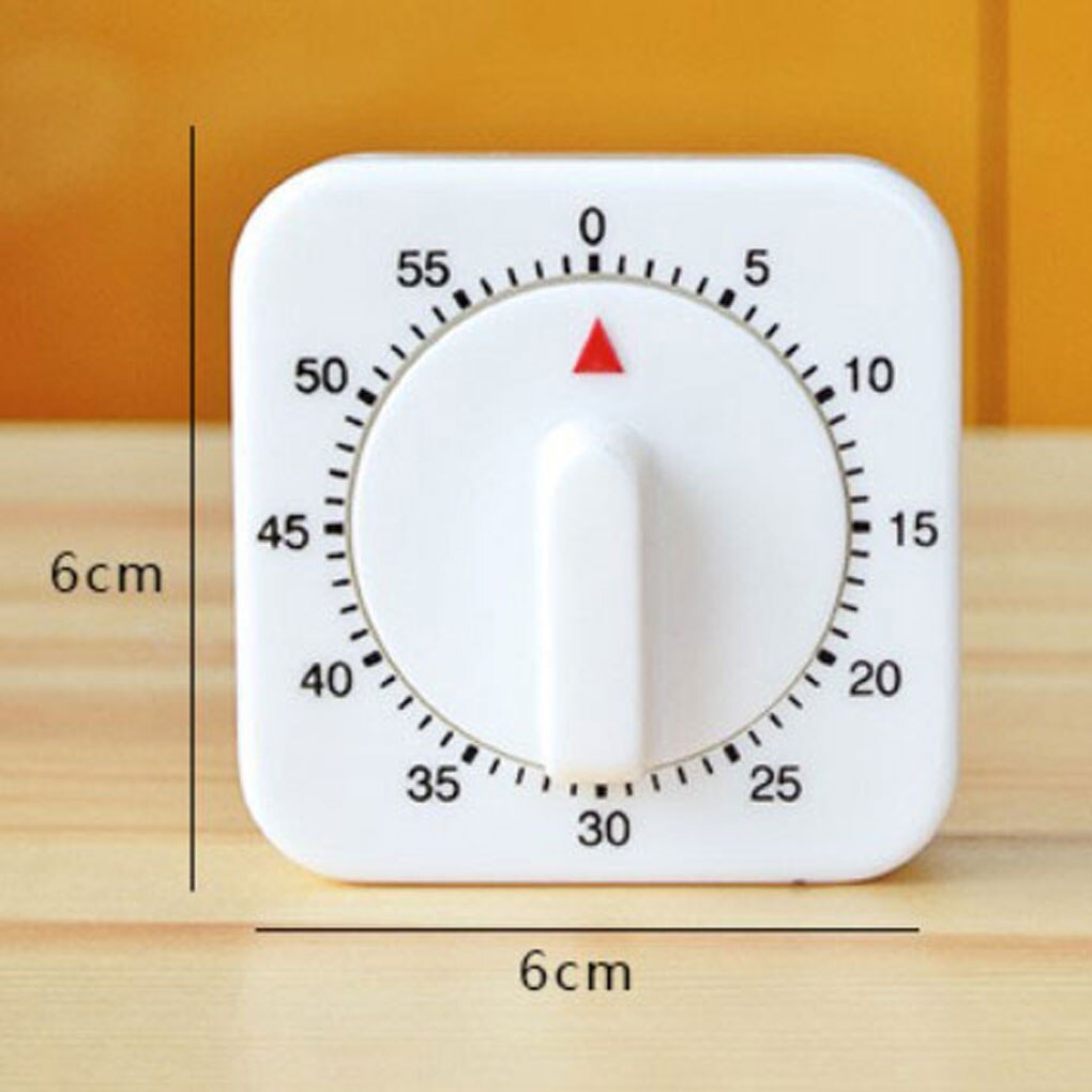 Portable 60 Minutes Kitchen Timer Count Down Alarm Reminder White Square Mechanical Timer Home Baking Tools