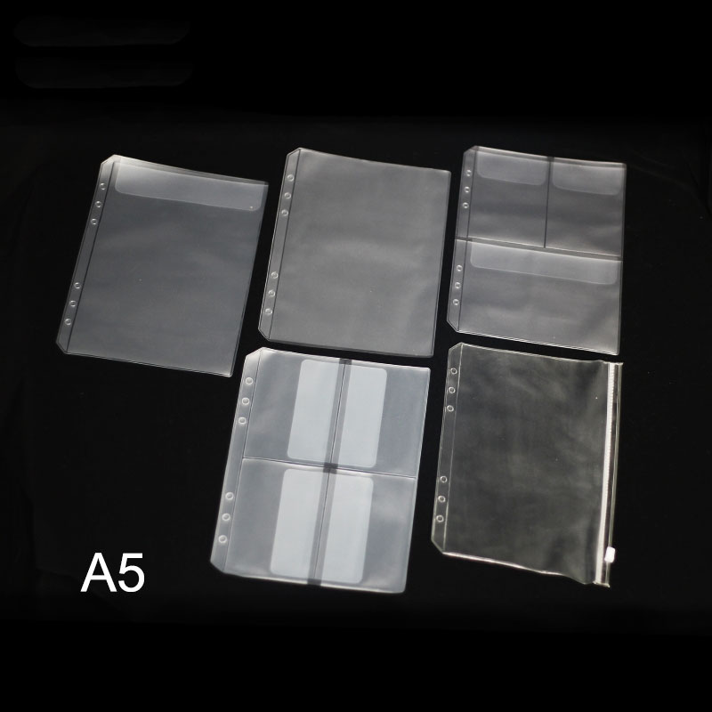 20PCS A5 Binder Rings Notebook PVC Zipper Bag Cards Holder Transparent Separated Planner Pockets Organizer Filing Accessories