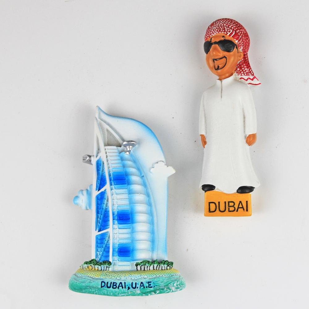 Dubailocal tycoon turist polyresin rig mand burj al arab køleskab magnetiske klistermærker rejsekøleskab magnet souvenir