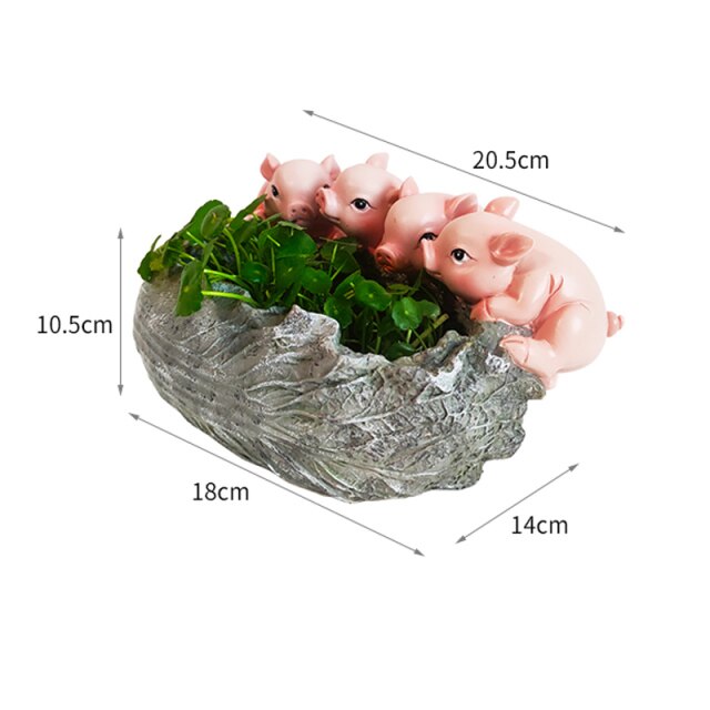 Neue GrüNe Rettich Hydrokultur Sukkulente Blume Topf Kreative Ebene Blumentopf Zimmer Blumen Heimat Dekorationen Nette Schwein Vase Ornamente: C