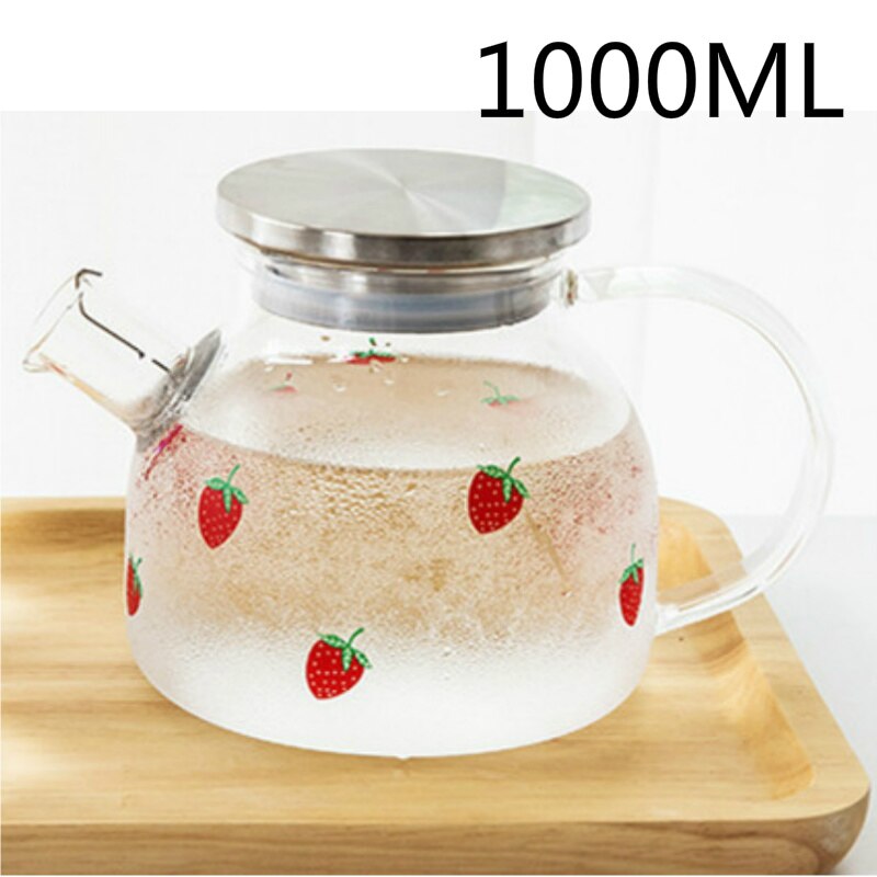 Röd ros emalj kristallglas te set tekanna kopp set blomma te glas koppar för och kalla drycker hemmakontor tekanna uppsättningar: 1 tekanna 1000ml