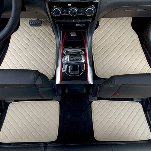 Universele auto vloermatten voor auto's, antislipmat, rode zwarte grijze koffie auto vloermatten, auto styling interieur auto vloermatten: Beige