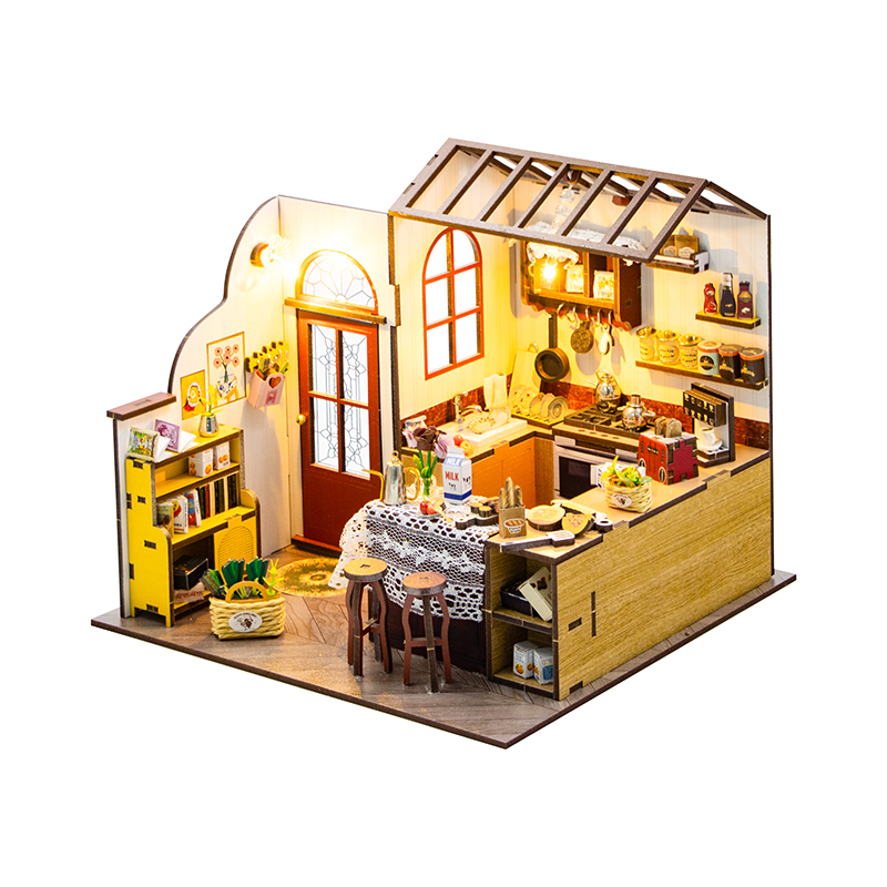 DIY 3D Bakkerij Poppenhuis Houten Miniatuur Poppenhuis Kit Meubels Modern Huis Model Speelgoed Kinderen Creatieve Meisje Verjaardagscadeautjes