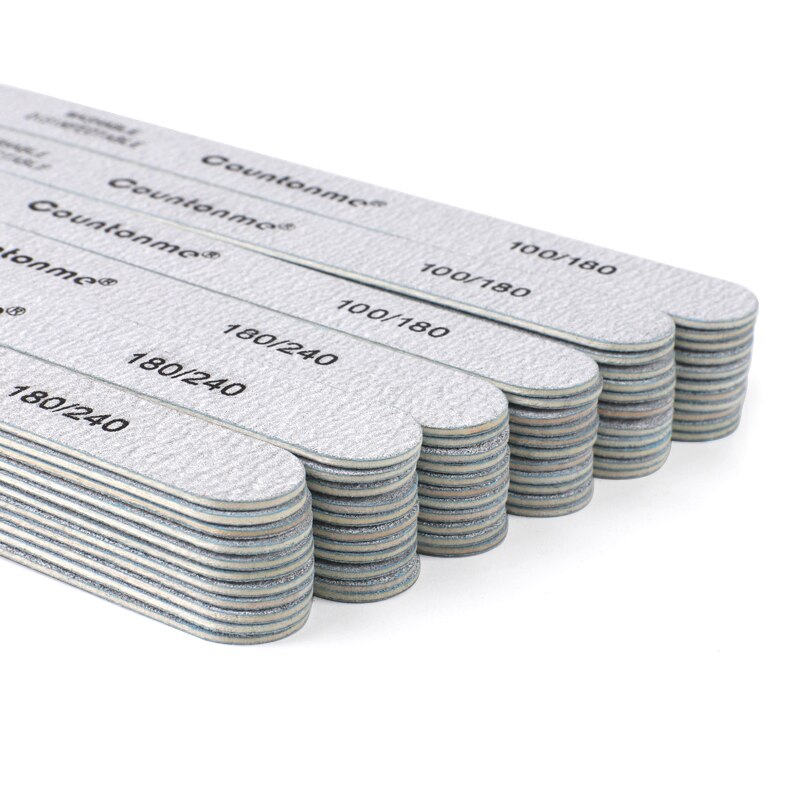 50Pcs/100Pcs Straight Wood Nail Files Double Sided Thick Stick 100/180/240 Sandpaper Grinding Buffer Nail Accessoires Salon Tool